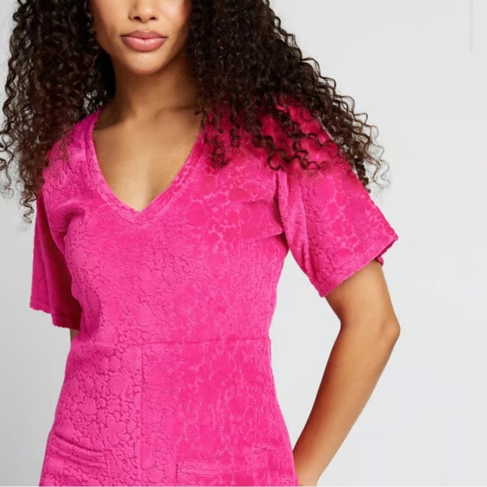 New ModCloth Beach Chaser Velour Romper Sweet Berry Pink Size Small